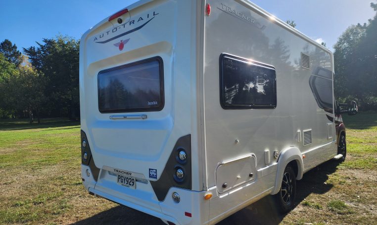 2022 Auto-Trail Tracker RL motorhome rear side view highlighting exterior design, rear corner, and side features.