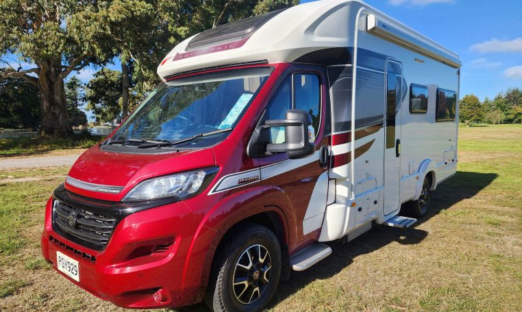 Exterior profile of the 2022 Auto-Trail Tracker RL motorhome showing side view, windows, and overall design layout.