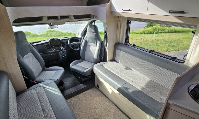 2022 Auto-Trail F-Line F-60 interior showing the spacious front lounge.