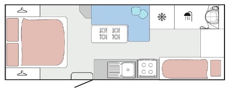2022 Titan Blackhawk Family 595 floorplan showing caravan layout.