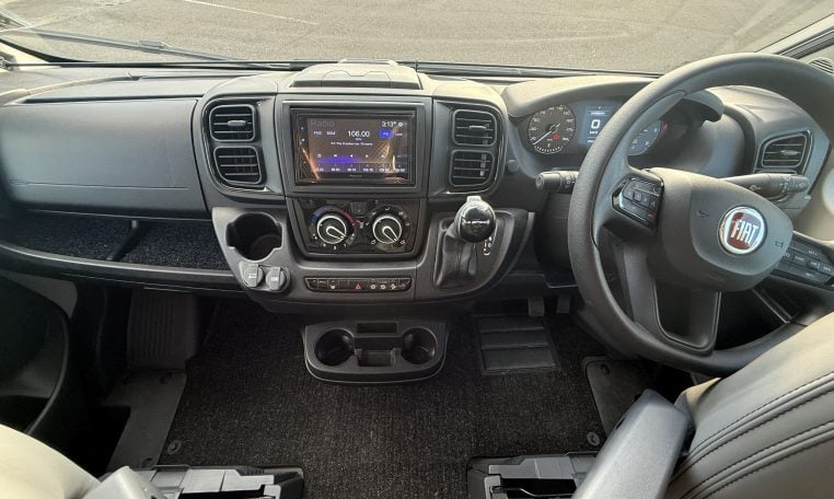 2022 Ci Magis 66XT interior view showing the dashboard in the front cab area.
