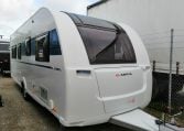 2023 Adria Altea Dart caravan exterior front and side view.