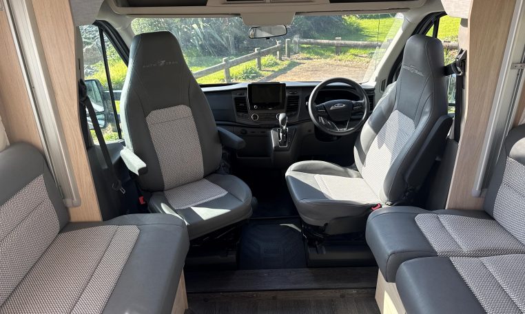 2023 Auto-Trail F72 4-berth motorhome interior view showing the swivel captain's chairs.