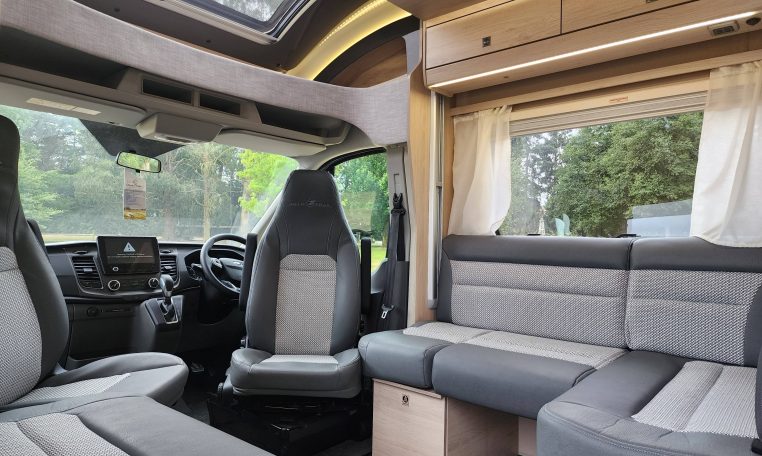 2023 Auto-Trail F72 4-berth motorhome interior view of the front lounge.