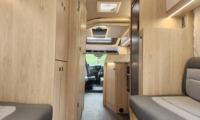 2023 Auto-Trail F72 4-berth motorhome interior rear looking to the front.