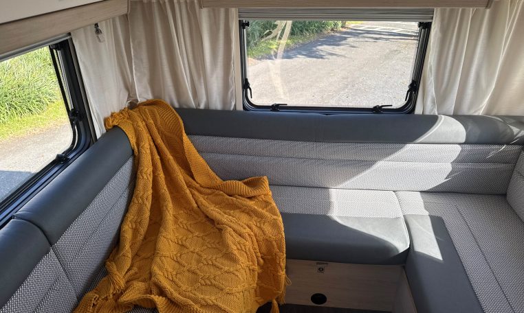 2023 Auto-Trail F72 4-berth motorhome interior view of the spacious rear lounge.