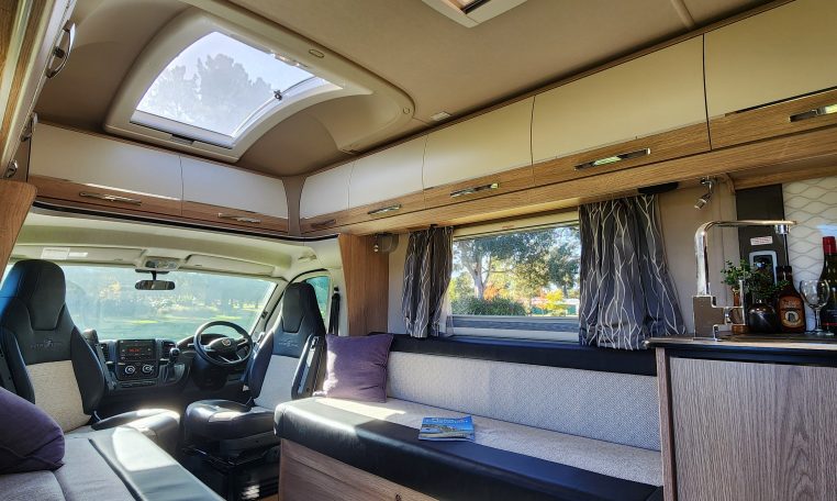 2023 Auto-Trail Frontier Comanche interior view showing the spacious front lounge.
