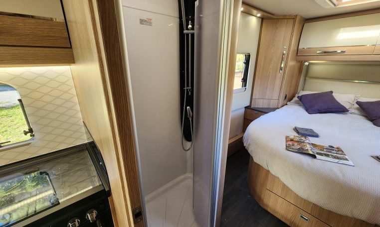 2023 Auto-Trail Frontier Comanche interior view showing the separate shower.