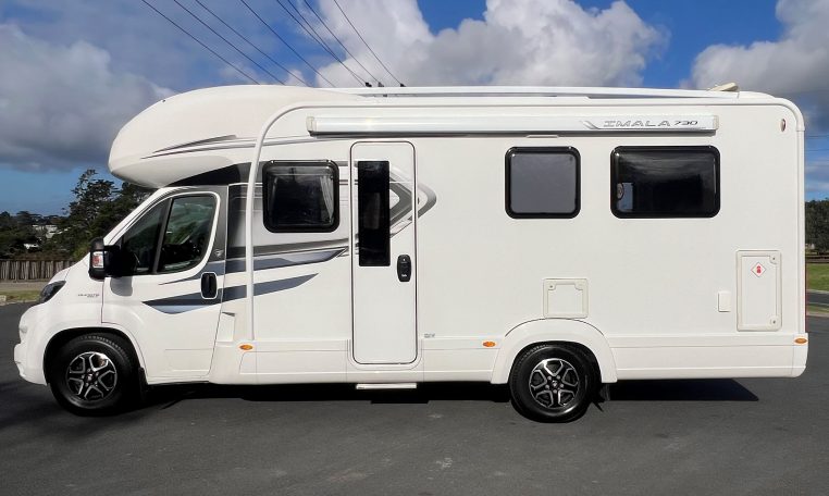 2023 Auto-Trail Imala 730 motorhome exterior showing the habitation door.