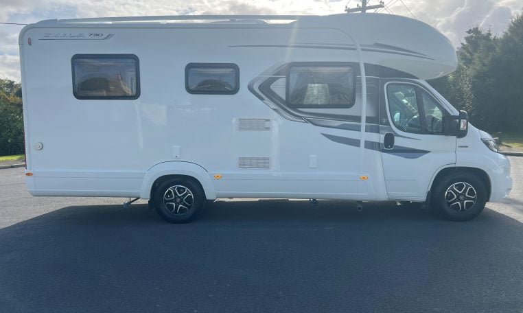 2023 Auto-Trail Imala 730 motorhome exterior showing the side view.