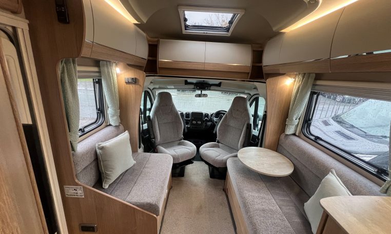 2023 Auto-Trail Imala 730 motorhome interior view showing the spacious front lounge.