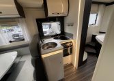 2023 Roller Team Zefiro 696 motorhome interior view showing the compact kitchen setup.