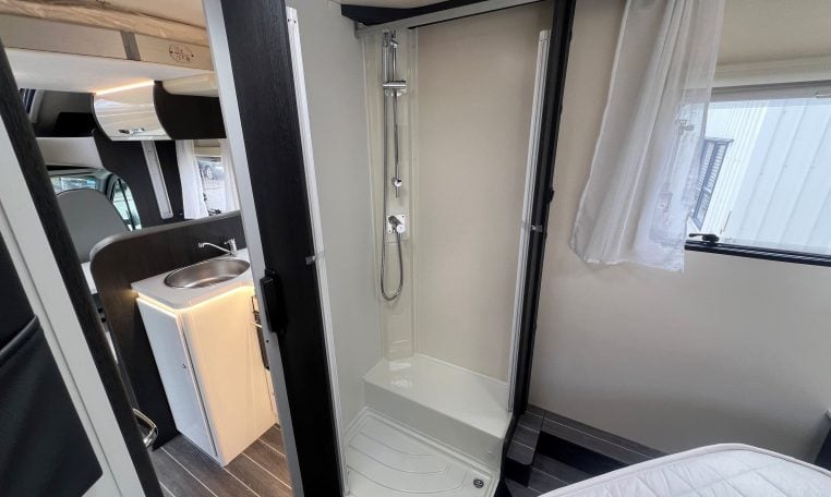 2023 Roller Team Zefiro 696 motorhome interior view showing the separate shower.