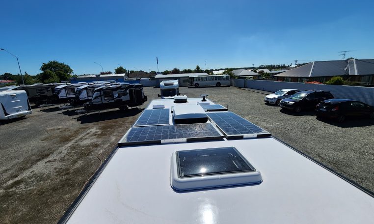 2023 Titan Blackhawk 720 Tardis exterior view showing the solar panels on the roof.