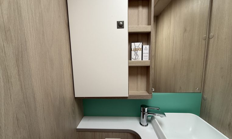 Auto-Trail F74 motorhome interior showing the bathroom sink.