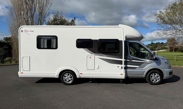 Auto-Trail F74 motorhome exterior showing the driver's side.