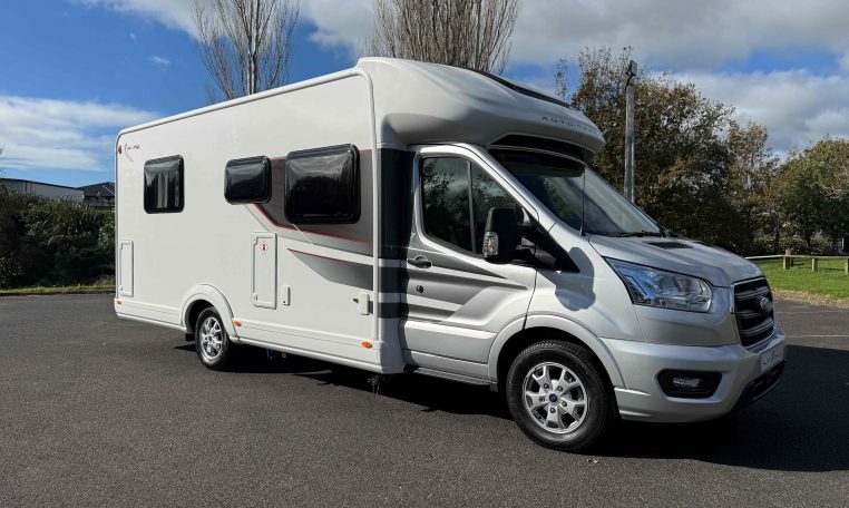 Auto-Trail F74 motorhome exterior view showing the driver's side.