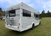 2023 Roller Team Auto-Roller 747 motorhome exterior rear view showing the bike rack.