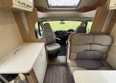 2023 Roller Team Auto-Roller 747 motorhome interior view showing the front cab swivel seats.