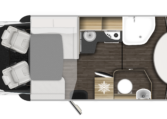 Roller Team Zefiro 696 floorplan showing the motorhomes layout.