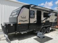 Titan Blackhawk 595 caravan exterior view of the habitation door.