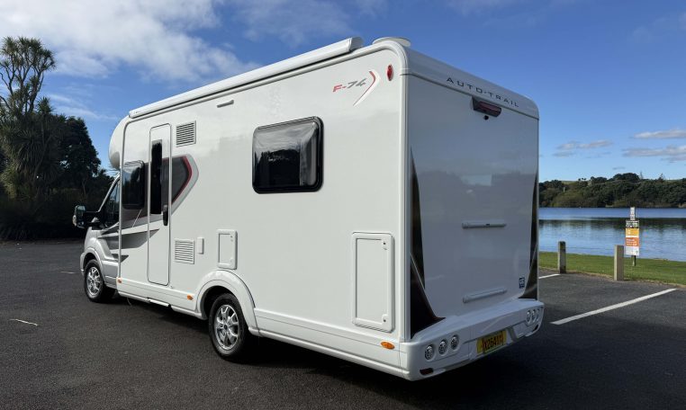 Auto-Trail F74 motorhome exterior showing the rear boot.
