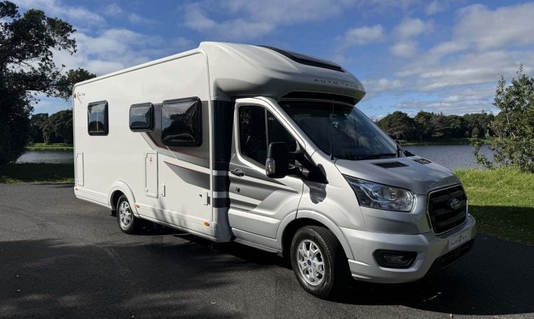 Auto-Trail F74 Motorhome drivers side photo with moondust silver cab