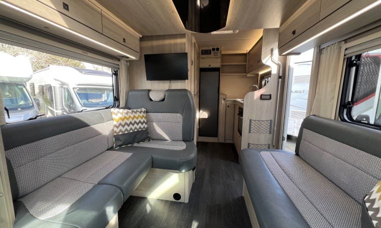 2024 Auto-Trail F-Line F62 motorhome interior view of the spacious front lounge.
