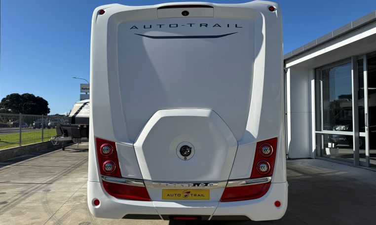 2024 Auto-Trail Frontier Comanche exterior showing the rear view of the motorhome.
