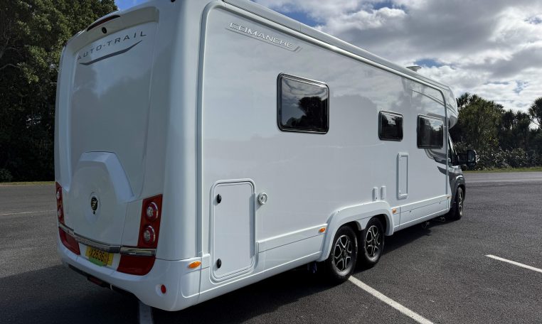 2024 Auto-Trail Frontier Comanche motorhome exterior view of the storage locker.