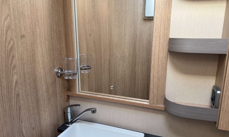 2024 Auto-Trail Frontier Comanche interior showing the large bathroom mirror.