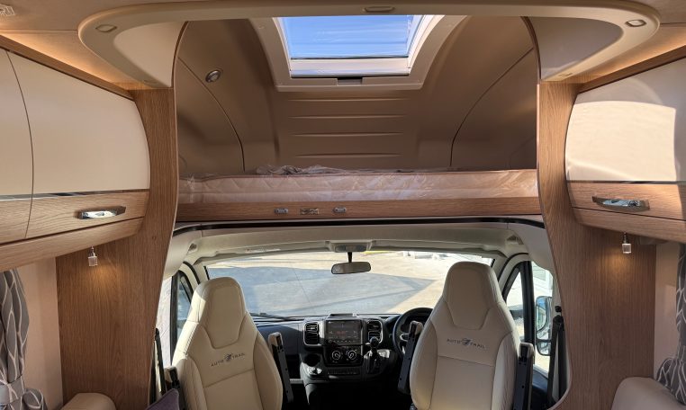 2024 Auto-Trail Frontier Comanche interior showing the bed over the front cab.