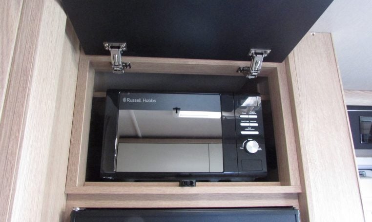 2024 Auto-Trail Frontier Comanche motorhome interior view showing the integrated microwave.