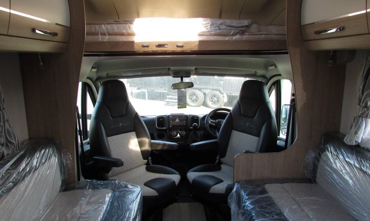 2024 Auto-Trail Frontier Comanche motorhome interior view showing the bed over the cab.