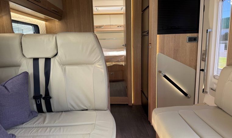 2024 Auto-Trail Frontier Comanche interior showcasing the passenger seatbelts.