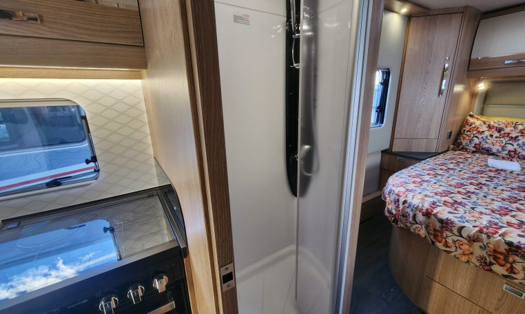 2024 Auto-Trail Frontier Delaware motorhome interior showing the separate shower.