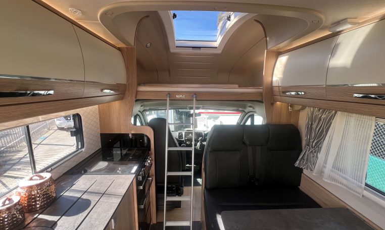 2024 Auto-Trail Frontier Scout interior view of the ladder leading up to the luton bed.