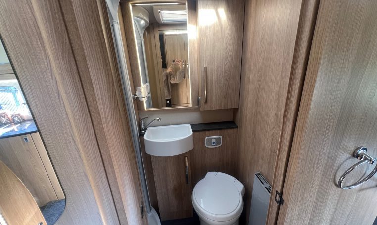 2024 Auto-Trail Frontier Scout interior view showing the toilet and handbasin.