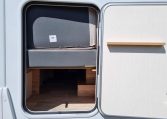 Fiat Ducato Pilote P696U exterior showing the rear storage locker.