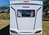 Fiat Ducato Pilote P696U exterior showing the rear of the motorhome.