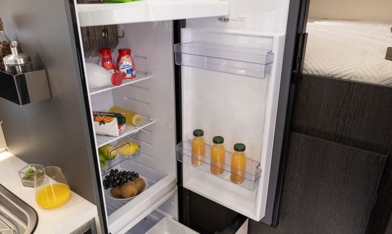 Compact Roller Team Zefiro 665 motorhome fridge/freezer designed for efficient food and drink storage.