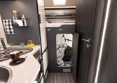Interior view of the large rear boot in a Roller Team Zefiro 665 motorhome for storing equipment and luggage.