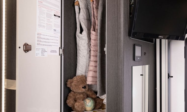Wardrobe in the Roller Team Zefiro 665 motorhome offering practical storage for clothes and personal items.