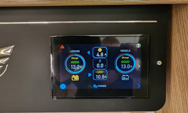 2025 Auto-Trail Comanche motorhome interior showing the control panel.