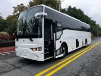 Exterior view of a BCI Classmaster bus passenger entry door used for boarding and exiting.