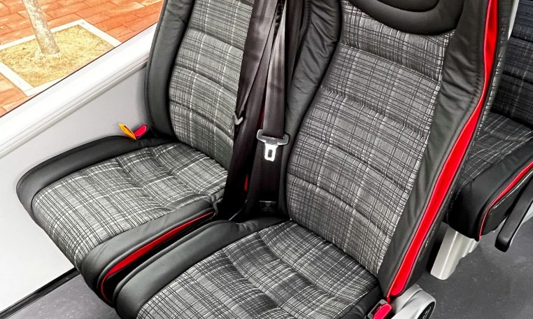 BCI Classmaster bus passenger seatbelts fitted to seating area for safe and secure travel