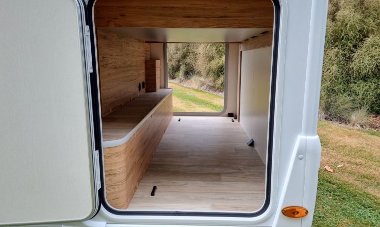 2025 Fiat Ducato Pilote P650C motorhome exterior view showing the large garage.