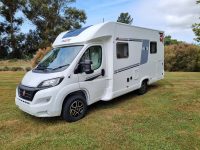 Exterior front and passenger side view of a Fiat Ducato Pilote P650C motorhome showing cab, headlights, side profile, and exterior design.