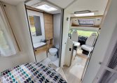 Interior view of the 2025 Fiat Ducato Pilote P650C motorhome bathroom skylight.