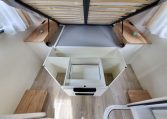 2025 Fiat Ducato Pilote P650C motorhome interior view showing the underbed storage.